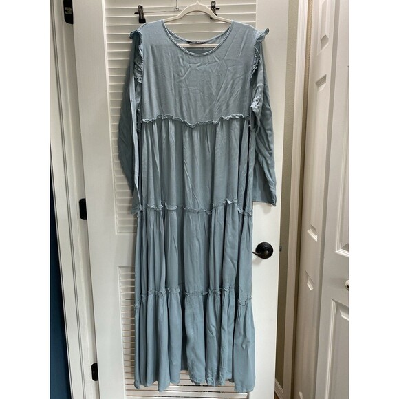 SHEIN Dresses & Skirts - SHEIN XL Sage Green Tiered Ruffle Maxi Dress Cottagecore